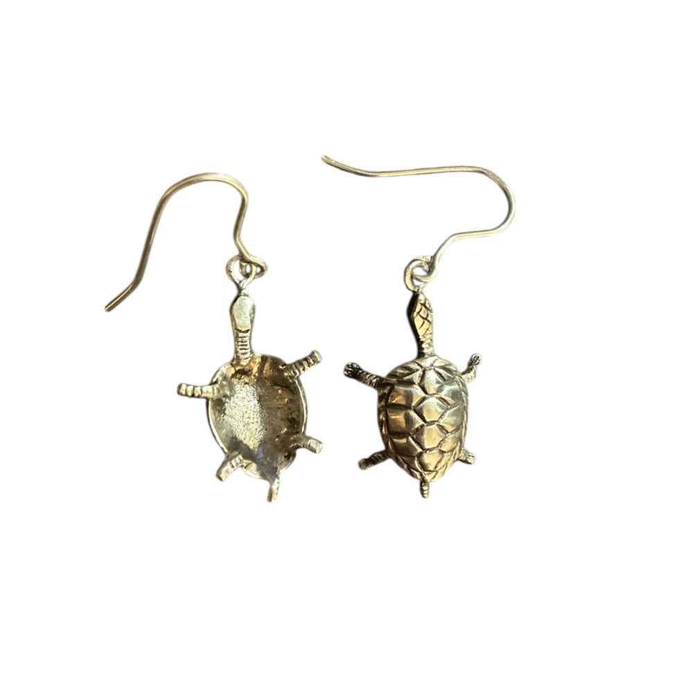 ✨ 3/$15 ✨ Silver Toned Turtle Dangle Earrings - Picture 2 of 2
